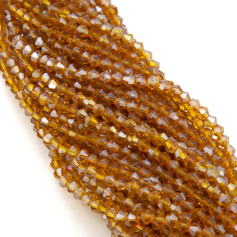 Бусины хрустальные Биконус 4х4,2 мм Ø 1 мм (+-95 шт.) Рыжий АВ