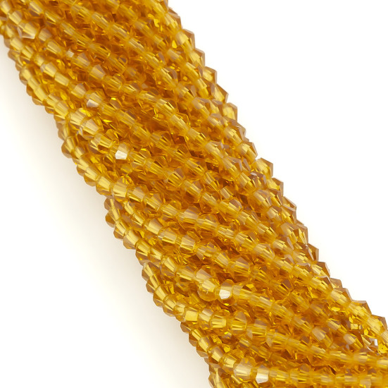 Бусины хрустальные Биконус 2,3х3 мм Ø 0,8 мм (+-160 шт.) Рыжий