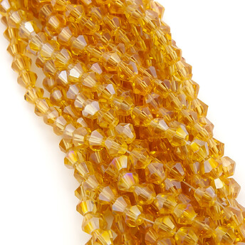 Бусины хрустальные Биконус 4х4,2 мм Ø 1 мм (+-95 шт.) Рыжий