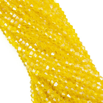 Бусины хрустальные Биконус 3,5х3,2 мм Ø 0,8 мм (+-125 шт.) Желтый АВ