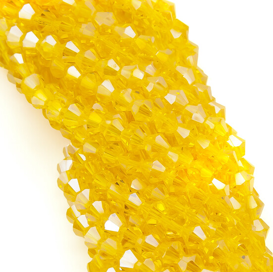 Бусины хрустальные Биконус 6,2х6 мм Ø 1 мм (+-46 шт.) Желтый АВ