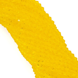 Бусины хрустальные Биконус 4х4,2 мм Ø 1 мм (+-95 шт.) Желтый