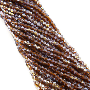 Бусины хрустальные Биконус 3,5х3,2 мм Ø 0,8 мм (+-125 шт.) Коричневый АВ