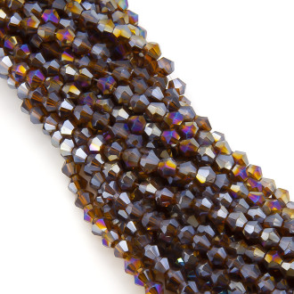 Бусины хрустальные Биконус 4х4,2 мм Ø 1 мм (+-95 шт.) Коричневый АВ