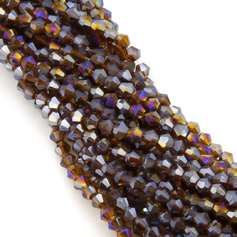 Бусины хрустальные Биконус 4х4,2 мм Ø 1 мм (+-95 шт.) Коричневый АВ