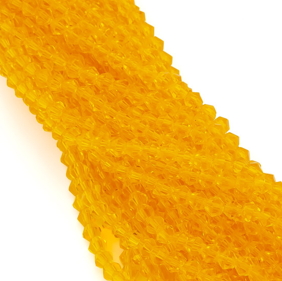 Бусины хрустальные Биконус 3,5х3,2 мм Ø 0,8 мм (+-125 шт.) Оранджевый