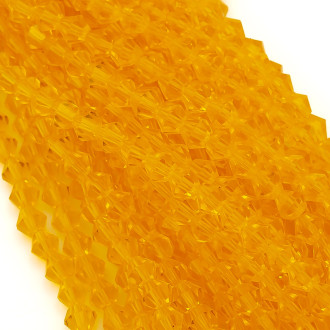 Бусины хрустальные Биконус 4х4,2 мм Ø 1 мм (+-95 шт.) Оранджевый