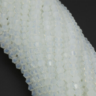 Бусины хрустальные Биконус 4х4,2 мм Ø 1 мм (+-95 шт.) смола лунный