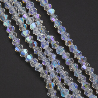 Бусины хрустальные Биконус 5,3х5 мм Ø 1 мм (+-53 шт.) АВ+