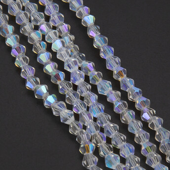 Бусины хрустальные Биконус 5,3х5 мм Ø 1 мм (+-53 шт.) АВ+