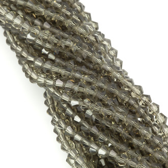 Бусины хрустальные Биконус 4х4,2 мм Ø 1 мм (+-95 шт.) Серый