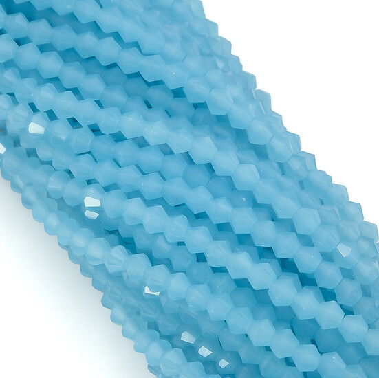 Бусины хрустальные Биконус 4х4,2 мм Ø 1 мм (+-95 шт.) Небесный