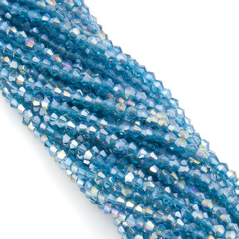 Бусины хрустальные Биконус 3,5х3,2 мм Ø 0,8 мм (+-125 шт.) Голубой АВ