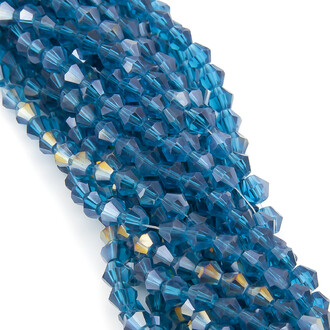 Бусины хрустальные Биконус 6,2х6 мм Ø 1 мм (+-46 шт.) Голубой АВ