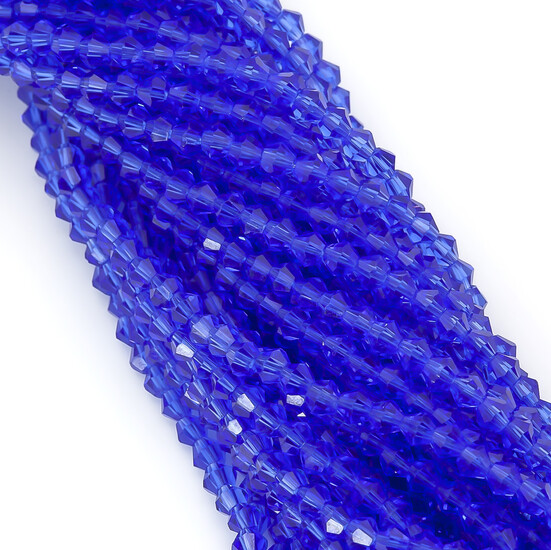 Бусины хрустальные Биконус 3,5х3,2 мм Ø 0,8 мм (+-125 шт.) Синий