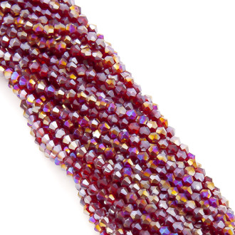 Намистини кришталеві Біконус 2,3х3 мм Ø 0,8 мм (+-160 шт.) Червоний АВ