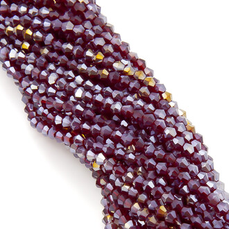 Бусины хрустальные Биконус 3,5х3,2 мм Ø 0,8 мм (+-125 шт.) Красный АВ