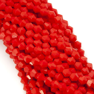 Бусины хрустальные Биконус 6,2х6 мм Ø 1 мм (+-46 шт.) Красный непрозрачный