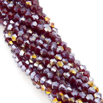 Бусины хрустальные Биконус 4х4,2 мм Ø 1 мм (+-95 шт.) Красный АВ