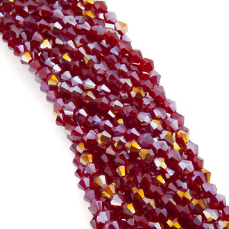 Бусины хрустальные Биконус 6,2х6 мм Ø 1 мм (+-46 шт.) Красный АВ
