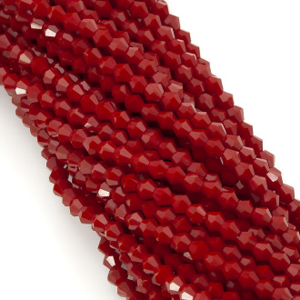 Намистини кришталеві Біконус 4х4,2 мм Ø 1 мм (+-95 шт.) Бордовий непрозорий