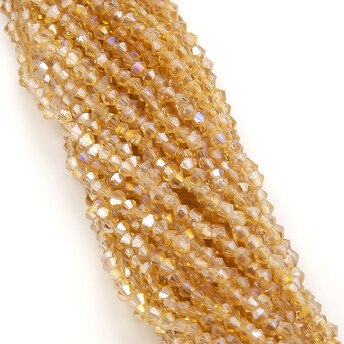 Бусины хрустальные Биконус 3,5х3,2 мм Ø 0,8 мм (+-125 шт.) Бежевый АВ