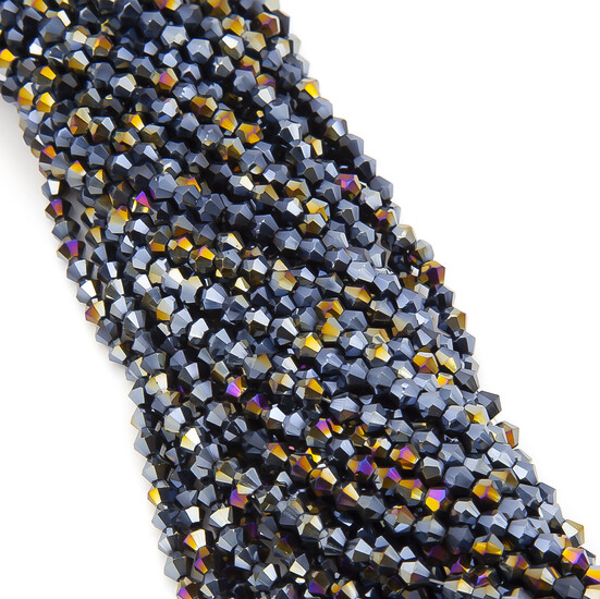 Бусины хрустальные Биконус 3,5х3,2 мм Ø 0,8 мм (+-125 шт.) Черный АВ