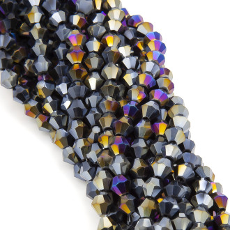 Бусины хрустальные Биконус 6,2х6 мм Ø 1 мм (+-46 шт.) Черный АВ