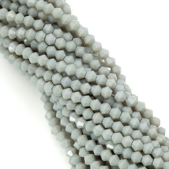 Бусины хрустальные Биконус 4х4,2 мм Ø 1 мм (+-95 шт.) Серый непрозрачный