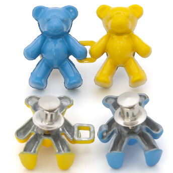 Зажим-застежка для джинс Мишки, 1 уп., размер 40х26мм, цвет Сине-желтый