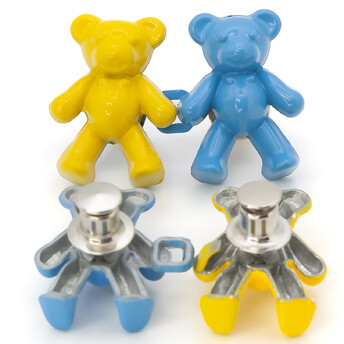 Зажим-застежка для джинс Мишки, 1 уп., размер 40х26мм, цвет Желто-синий