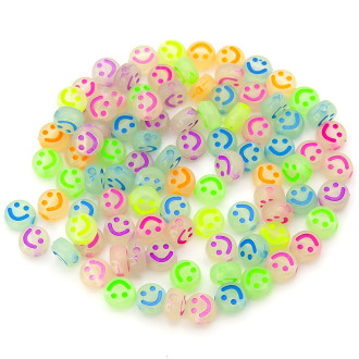 Бусины таблетка смайл 7х4 мм Люминисцентные +-25 г (+-200 шт.)