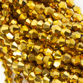 Бусины хрустальные Биконус 6,2х6 мм Ø 1 мм (+-46 шт.) Золотистый