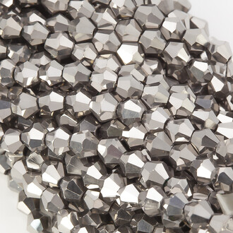 Бусины хрустальные Биконус 6,2х6 мм Ø 1 мм (+-46 шт.) Серебристый