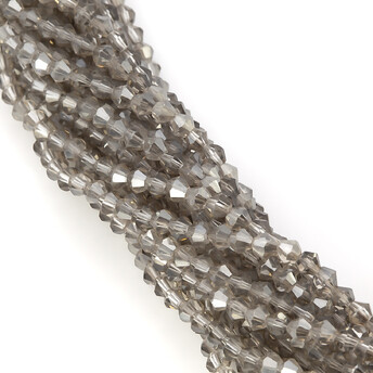 Бусины хрустальные Биконус 3,5х3,2 мм Ø 0,8 мм (+-125 шт.) Серый АВ