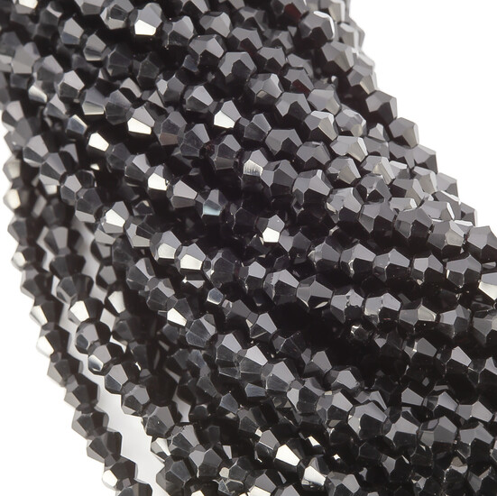 Бусины хрустальные Биконус 4х4,2 мм Ø 1 мм (+-95 шт.) Черный