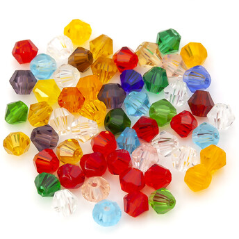 Бусины хрустальные Биконус 4х4,2 мм Ø 1 мм (+-95 шт.) Разные цвета