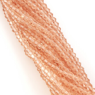 Бусины хрустальные Биконус 2,3х3 мм Ø 0,8 мм (+-160 шт.) Розовый опал
