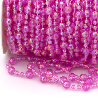 Гирлянда из бусин на нитке размер 8/4 мм 1 м Розовый АВ