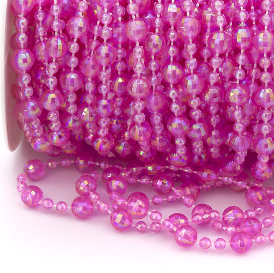 Гирлянда из бусин на нитке размер 8/4 мм 1 м Розовый АВ