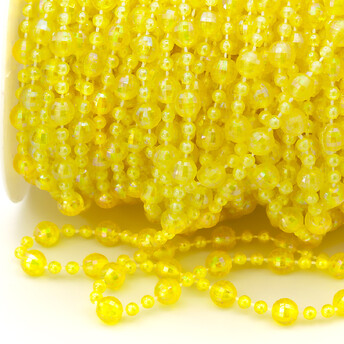 Гирлянда из бусин на нитке размер 8/4 мм 1 м Желтый АВ
