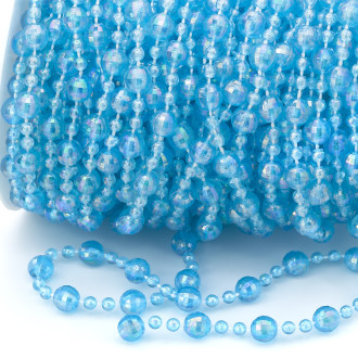 Гирлянда из бусин на нитке размер 8/4 мм 1 м Голубой АВ