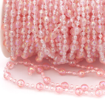 Гирлянда из бусин на нитке размер 8/4 мм 1 м Розовый светлый АВ