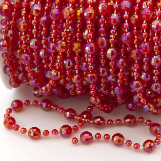 Гирлянда из бусин на нитке размер 8/4 мм 1 м Красный АВ