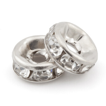 Рондель со стразами 6х2,5 мм Ø 1,2 мм 50 шт. Платина