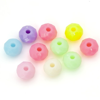 Бусины пластиковые Рондель граненные 8х5 мм отв. 1,7 мм Разные цвета +-25 г (+-160 шт.)