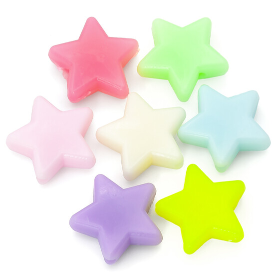 Бусины пластиковые Звездочка 14х5 мм отв. 1,5 мм Разные цвета +-25 г (+-60 шт.)