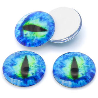 Глаза для игрушек Кошачьи стеклянные 14 мм Сине-салатовый 8 пар