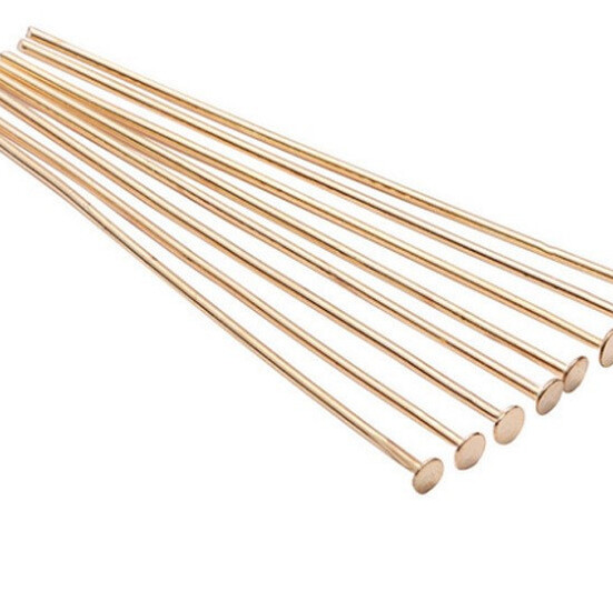 Пины гвоздики с плоской шляпкой 50х0,7 мм Золотистый +-100 шт.