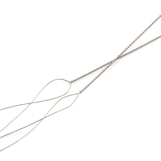 Иголка для бисера/бусин крученая из нержавеющей стали 0,3х100 мм Платина 1 шт.